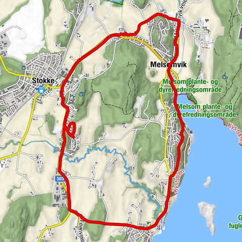 Melsomvik - Lillevarskogen - Stokke kirke - Stokke