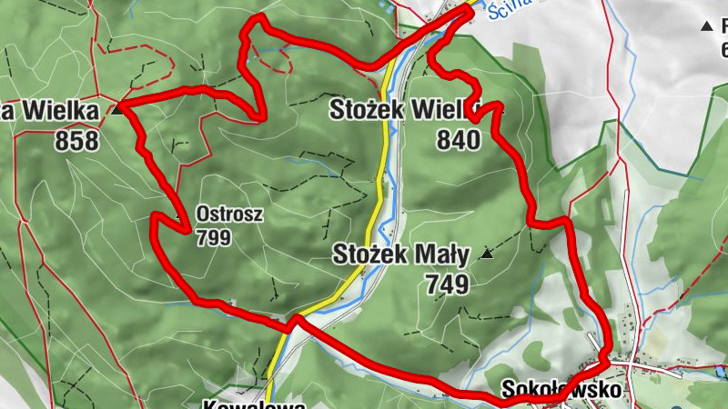 Gościniec Kowalova - Ostrosz - Lesista Wielka - Stożek Wielki