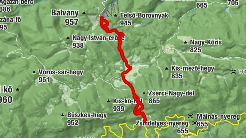 Bánya-hegyi elágazás - Kis-Kőhát-nyerge - Diabáz-barlang - Fehér Sas Panzió