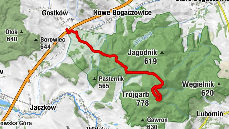 Nowe Bogaczowice - Skrzyżowanie Siedmiu Dróg - Przełęcz pod Trójgarbem - Trójgarb