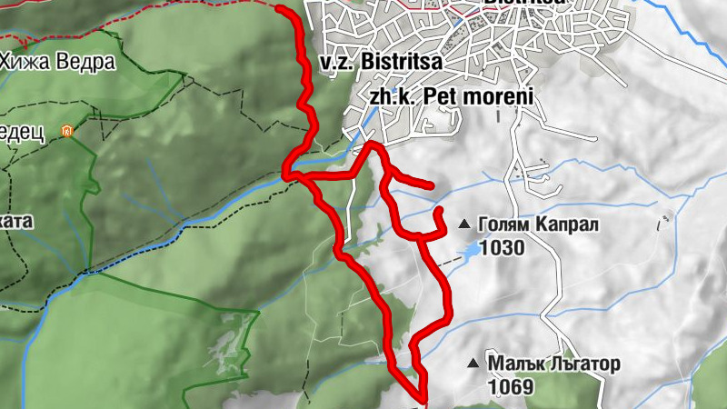 Бистрица - Малък Капрал - Панорамна алея "Галунка" Бистрица-Железница
