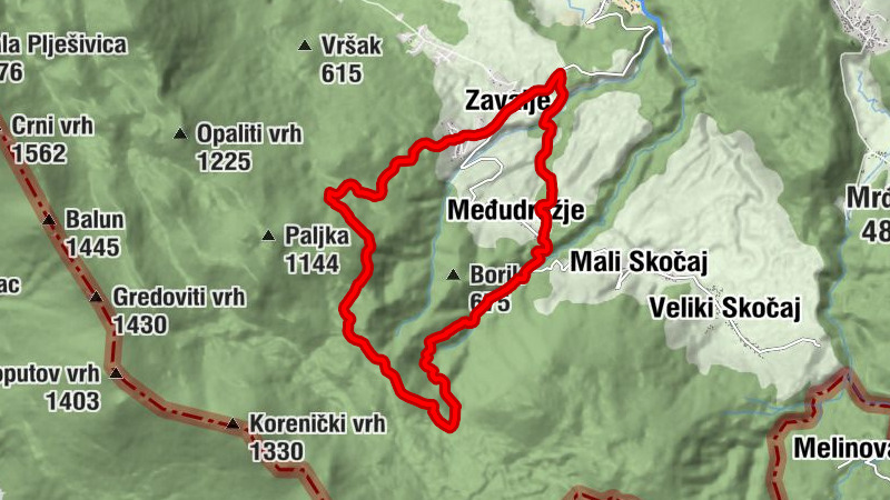 Zavalje - Međudražje - Crno vrelo - Planinarski dom "Plješevica"