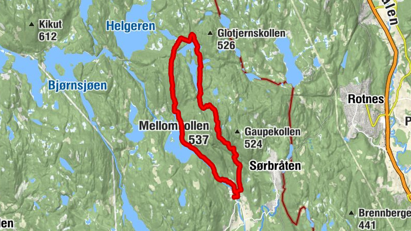 Marka - Mellomkollen - Gørjehøgda - Damstokksletta
