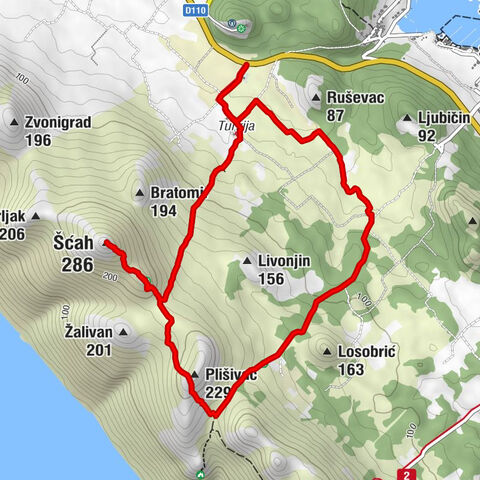 Lukoran - Šćah - Plišivac - Sutomišćica