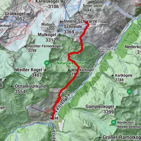 Höhenweg Tiefenbach - Bergsteigerdorf Vent
