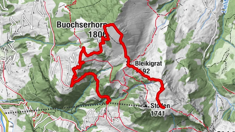 Talstation Luftseilbahn Niederrickenbach-Musenalp - Buochserhorn - Bleikigrat - Musenalp