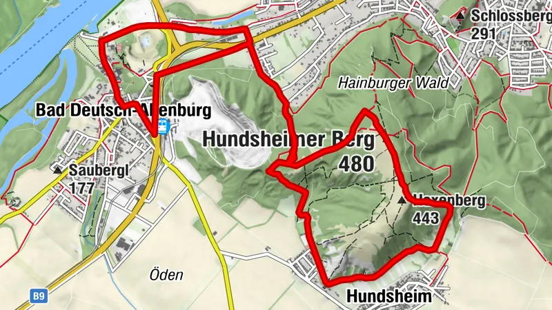 Rundwanderweg Hundsheimer Berg - Start Bad Deutsch-Altenburg