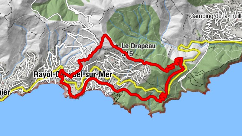 Canadel maison vers les haut de l’étoile vers rousse du drapeau vers Col canadel retour maison