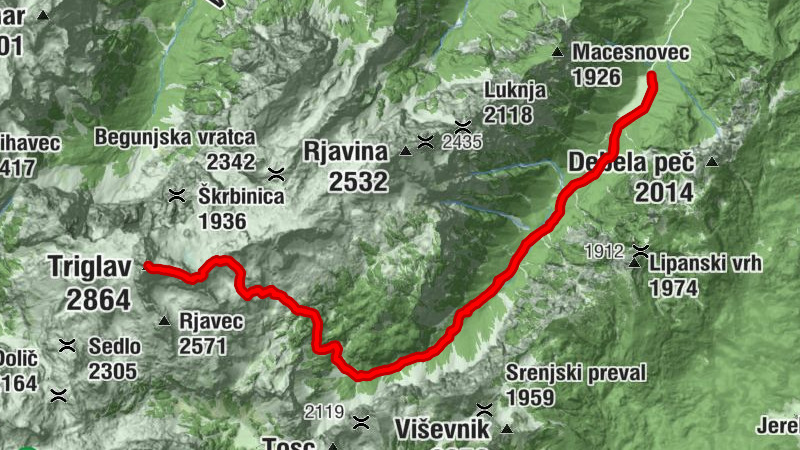 Gorje - Mali Triglav - Triglav - Triglavski dom na Kredarici