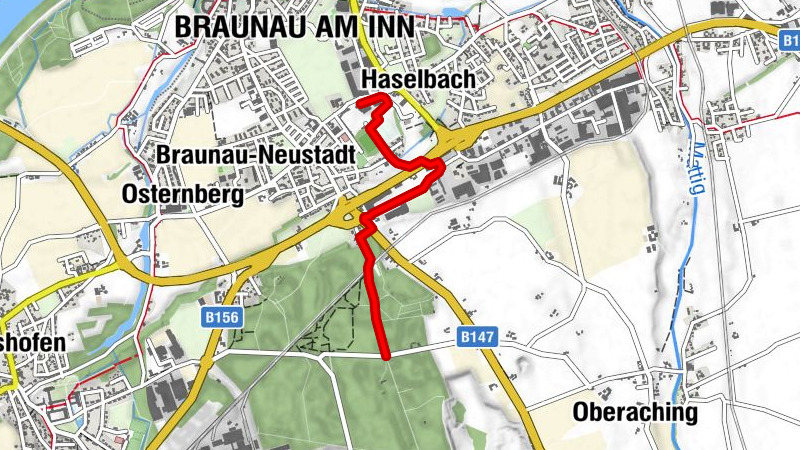 Verbindung Hallenbad - Lachforst - Hallenbad