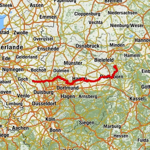 Römer-Lippe-Route Gesamtstrecke