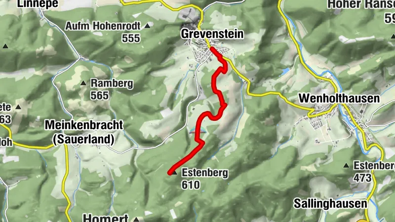 Zugangsweg Sauerland-Höhenflug: Von Meschede - Grevenstein zum Sauerland-Höhenflug