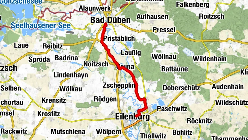 Mulderadweg - Abschnitt Eilenburg bis Bad Düben (Vereinigte Mulde)