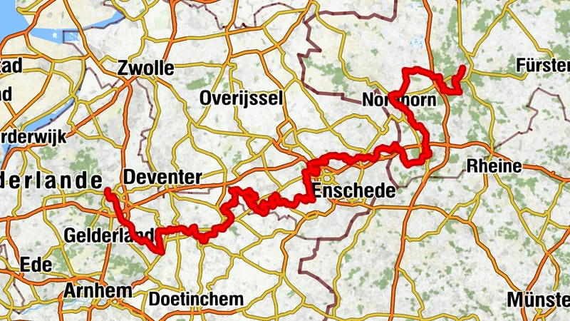 Oranier Fahrradroute - Abschnitt Apeldoorn - Lingen / Oranjefietsroute: Traject Apeldoorn – Lingen