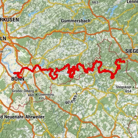 Natursteig Sieg | Gesamtstrecke mit Rheinanbindung