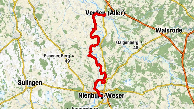 Weser-Radweg, 5. Etappe: Von Nienburg nach Verden