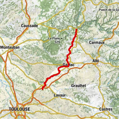Strecke Conques Toulouse - Von Saint-Martin-Laguépie nach Saint-Sulpice-la-Pointe