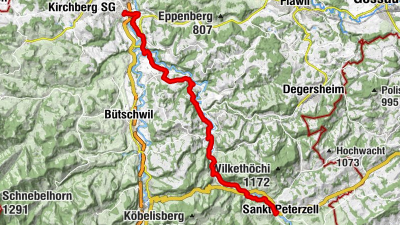 Thur- und Neckerweg, Etappe 4, Bazenheid - St. Peterzell