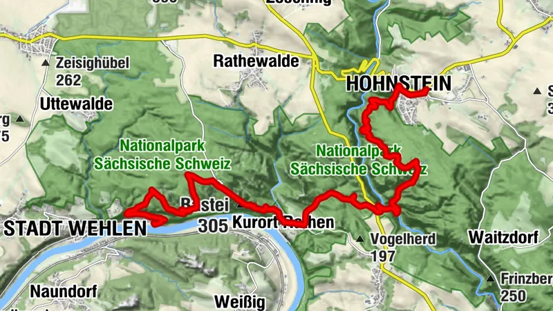 Etappe 2: Wehlen, Bastei, Halbenweg, Hohnstein