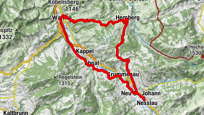 Rennrad-Tour Nesslau - Hemberg - Wattwil - Nesslau
