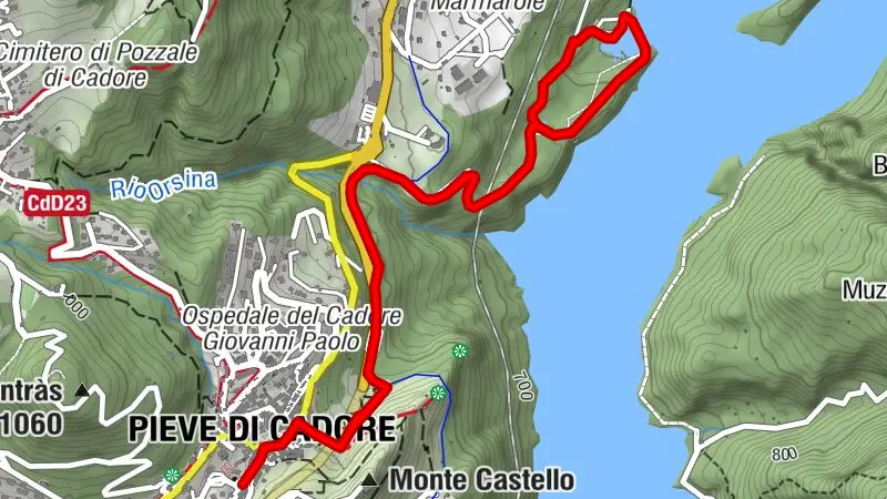 Der See Centro di Cadore und das Laghetto delle Tose von Pieve di Cadore aus