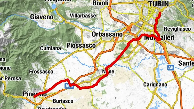 TOURIST_CYCLE_TORINO_SOUTH - Tag 1 - von Turin nach Pinerolo