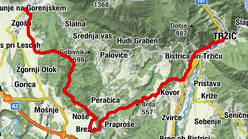 Tržič - Bistrica pri Tržiču - Loka - Gostilna Avsenik "Pri Jožovcu"