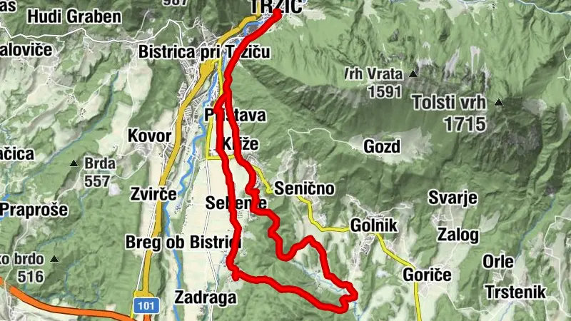 Tržič - Restavracija Raj - Bistrica pri Tržiču - Cerkev sv. Urha