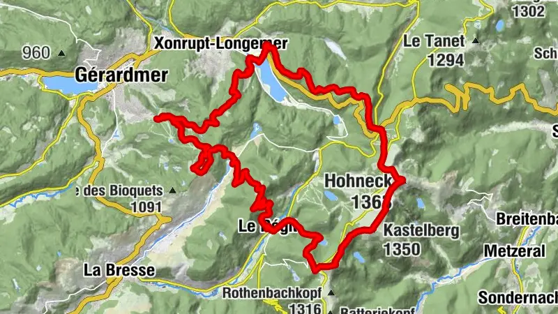 Trailrunning-Route Gérardmer n°8 (rot) - Hautes Chaumes und Seen