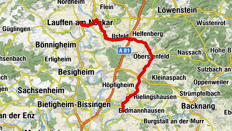 Etappe 4b:  Lauffen - Marbach | Württemberger Weinradweg