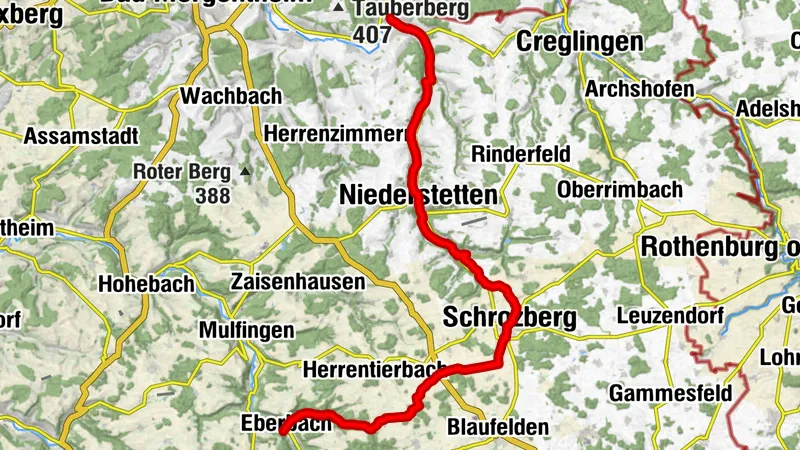 Mittlere Verbindung vom Kocher-Jagst-Radweg ins Taubertal