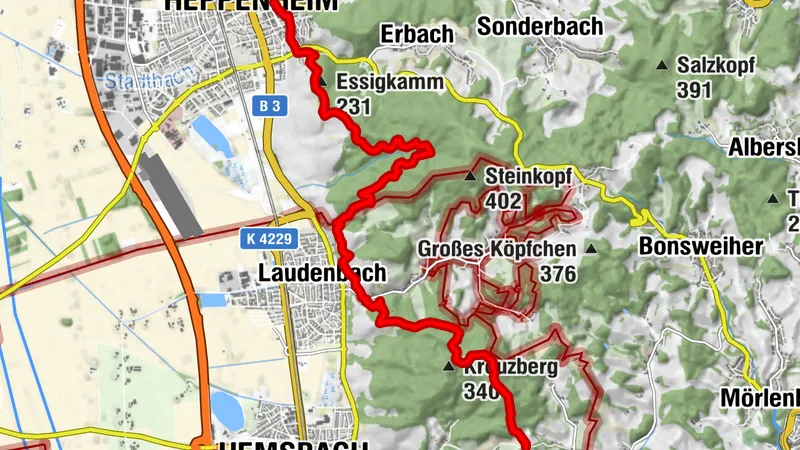 Bergsträßer Burgensteig - Etappe 4: von Heppenheim nach Hemsbach