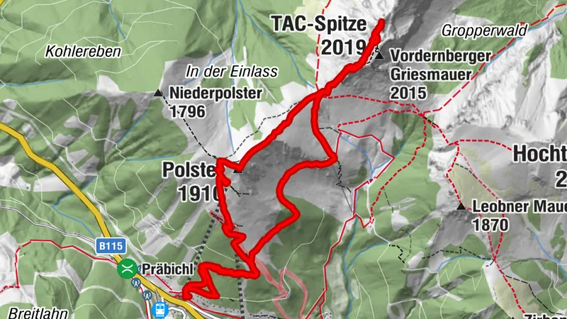 TAC Spitze über den Polster und die Leobener Hütte