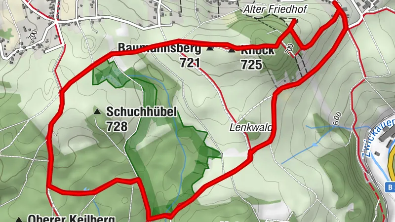 Themenwanderweg "Historische Ski" in Schönheide - große Runde (Route rot + blau)