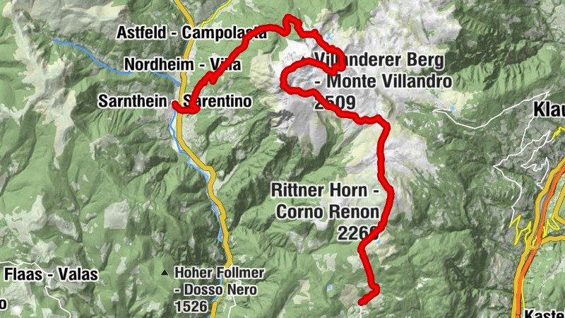 Pemmern - Rittner Horn - Schourt - Vil. Berg - Totn Kirchl - Sarnthein
