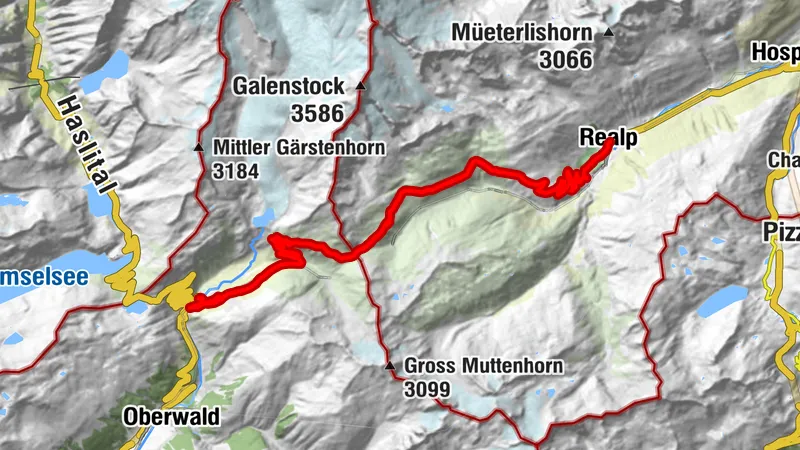 Landschaftlich reizvolle Radtour von Obergoms über den Furkapass nach Realp