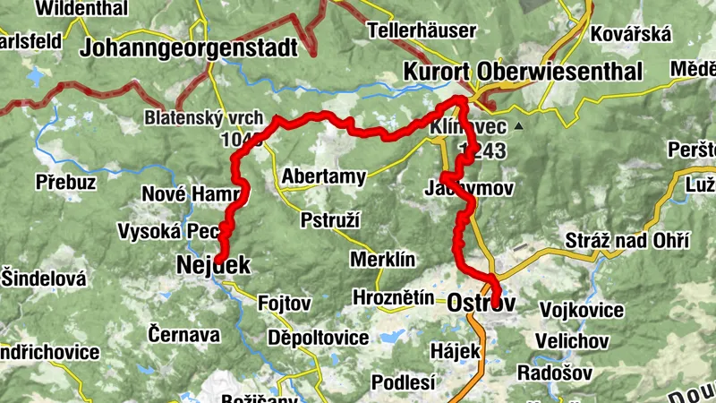 Nejdek - Horní Blatná - Boží Dar - Ostrov nad Ohří