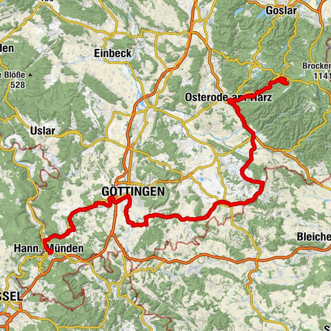 Weser-Harz-Heide-Radfernweg von Hann.Münden bis in den Harz