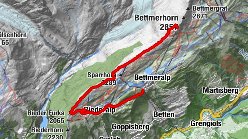 Bettmerhorn, Gratwanderung nach Riederfurka, Wallis/Schweiz