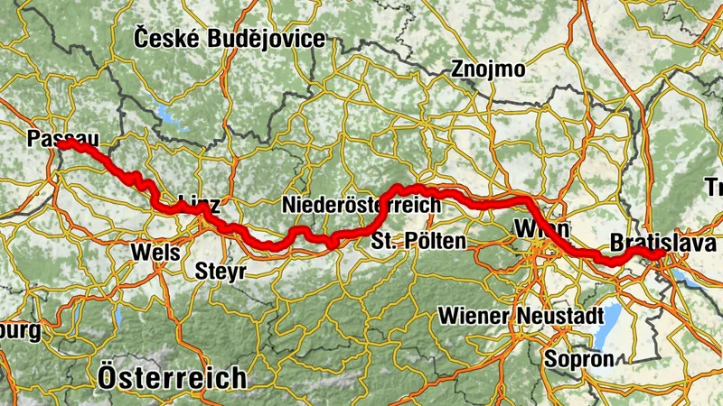 Eurovelo 6 Süd von Passau nach Bratislava