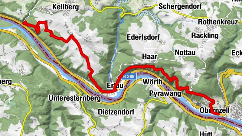 Kernmühle - Donausteig - Erlau - Donausteig - Jägersteig - Obernzell