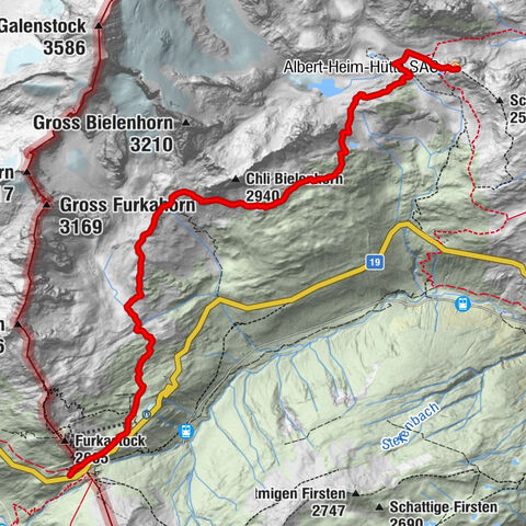 von Albert-Heim-Hütte via Nepali Highway und Sidelenhütte nach Furkapass