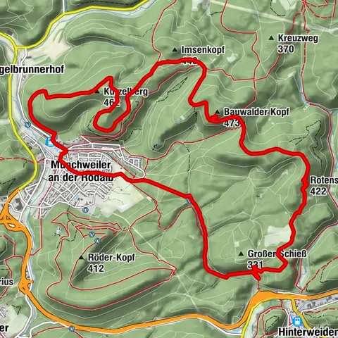 Münchweiler Höhenwanderweg - Gesamtroute