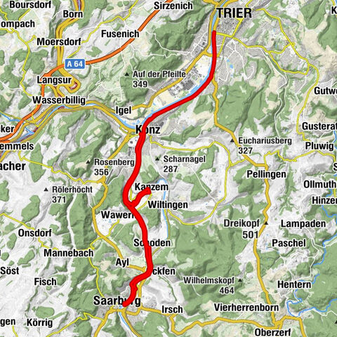 Sterntour rund um Trier - Tour 3: Rundtour auf dem Mosel- und Saar-Radweg über Saarburg nach Trier
