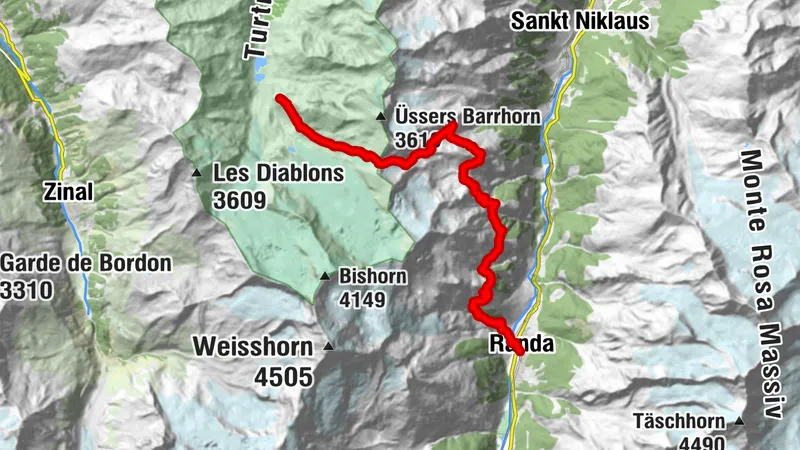 Via Valais Turtmannhütte - Randa (Etappe 7)