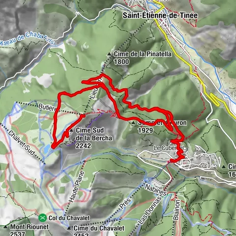 Mountainbike-Strecke FFC Nr. 42b: Der Gipfel der Bercha - Auron